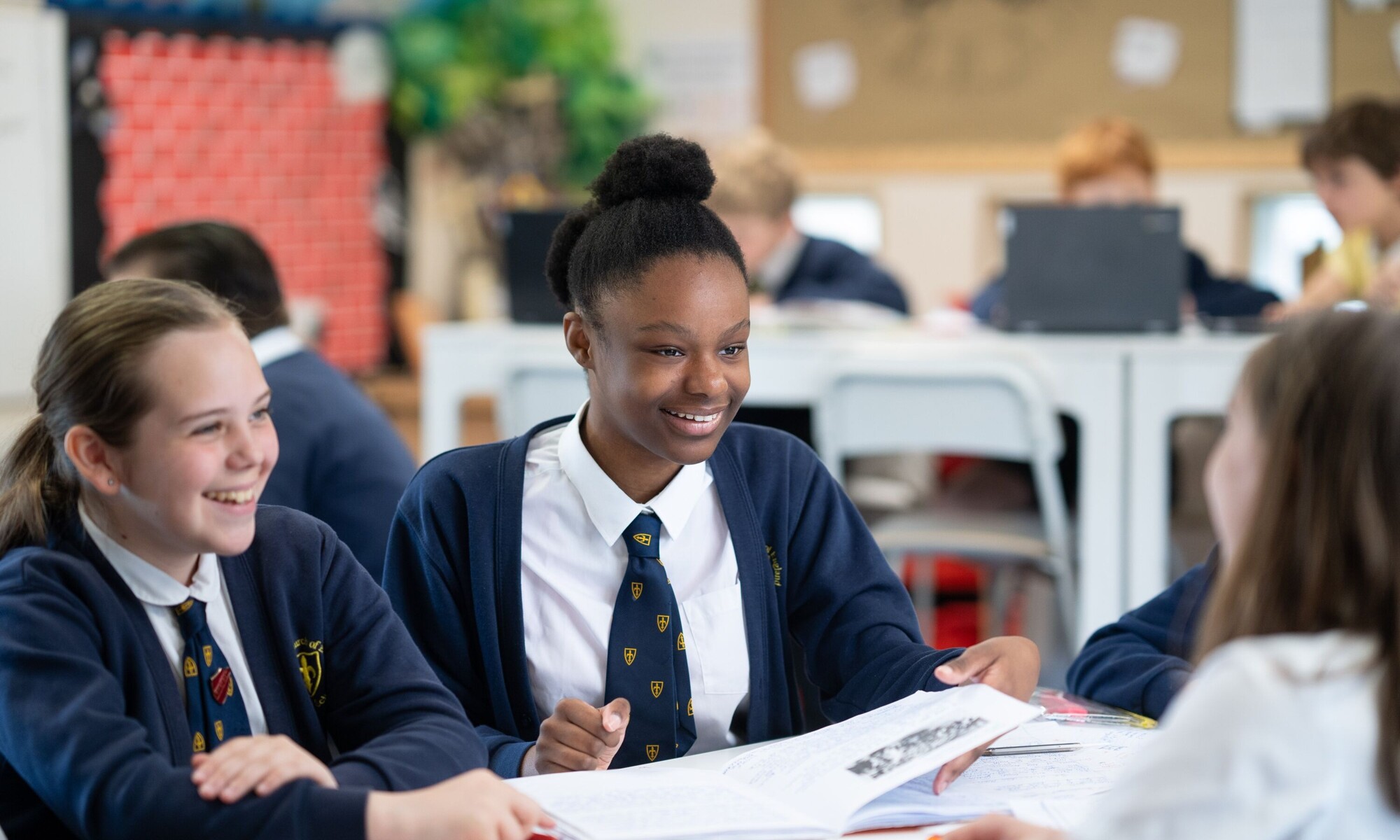 Pluckley CE Primary pupils working together on an exercise
