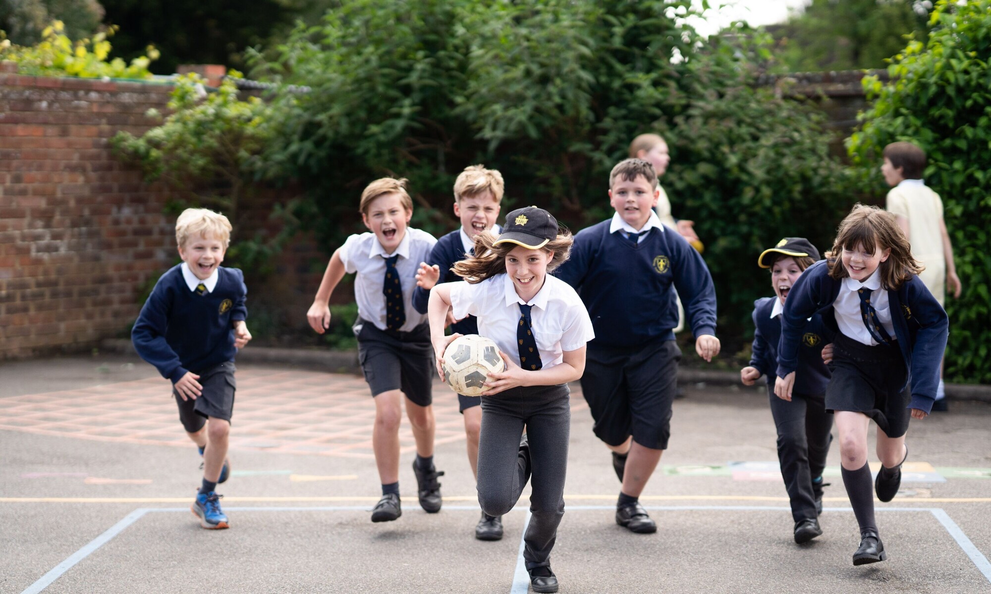 Pluckley CE Primary pupils on the playground